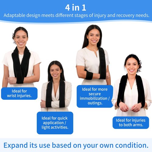 GAOUREL Adjustable Arm Sling & Shoulder Immobilizer – Lightweight Support Sling for Shoulder Injury, Elbow Injury, Wrist Injury,Broken Collarbone, Torn Rotator Cuff & Dislocation, Men & Women, Left or Right Arm(Black)
