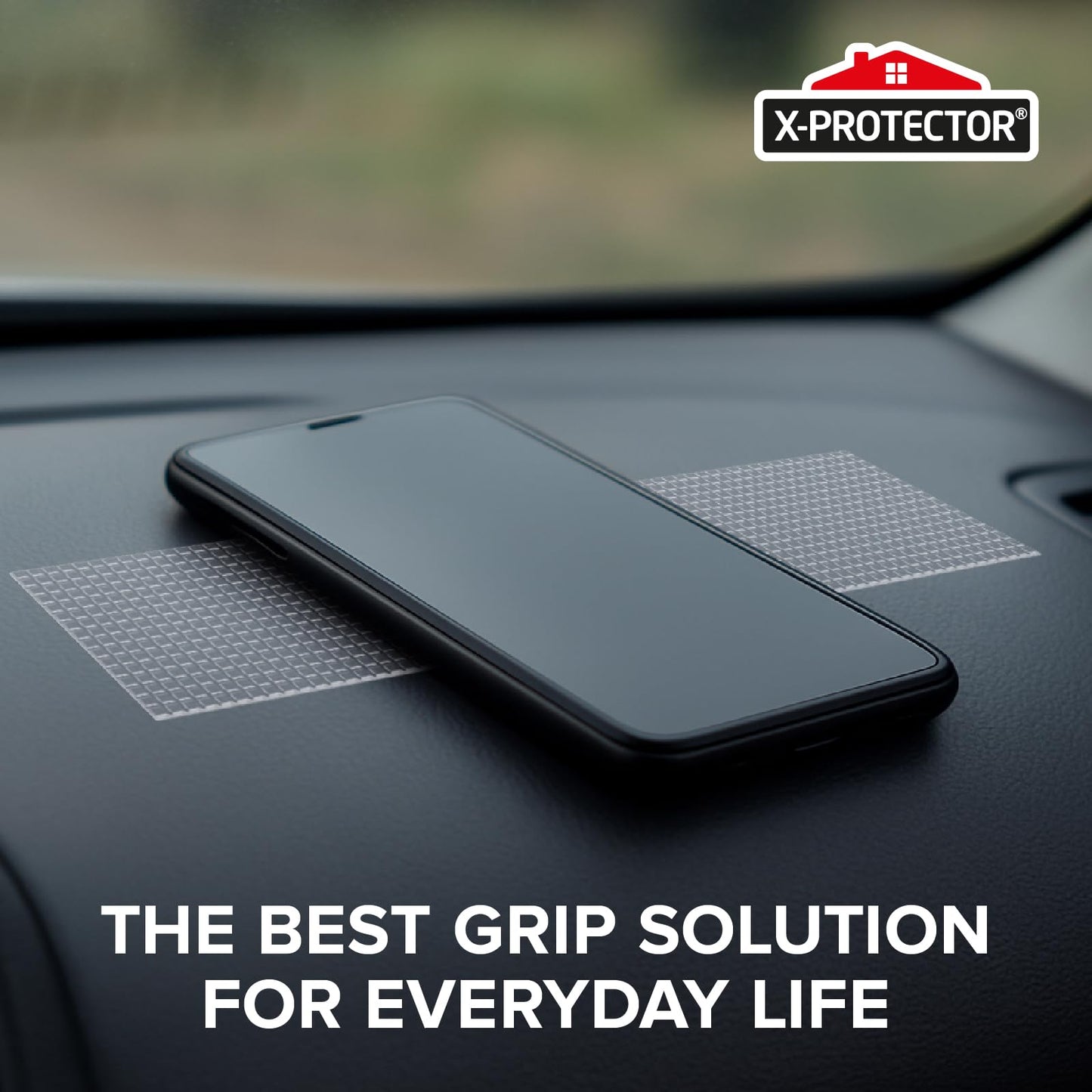 X-Protector Rubber Grip Tape Strips - 10 PCS Pack of Non-Abrasive Grip Stickers - 2"x8.5" Heavy-Duty Non Slip Adhesive Strips - Clear Waterproof Rubberized Grip Tape for Handles!