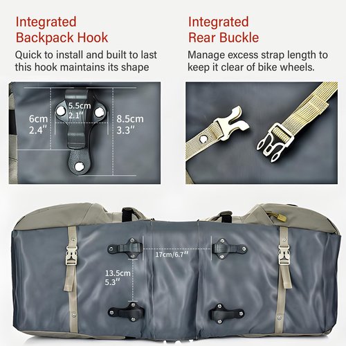 TGpao Large Saddle Bags for bike,Waterproof 50L Panier bag for Bicycles/MTB/E-Bike,Bike Trunk Bag With Reflective Stripes (Army green,50L)