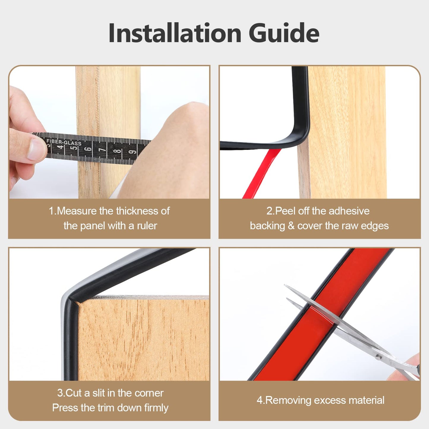 16 ft Flexible Self Adhesive Veneer Edge Banding Peel and Stick Veneer Edge Trim Collapsible Edge Guards (Black, 3/4 inch)