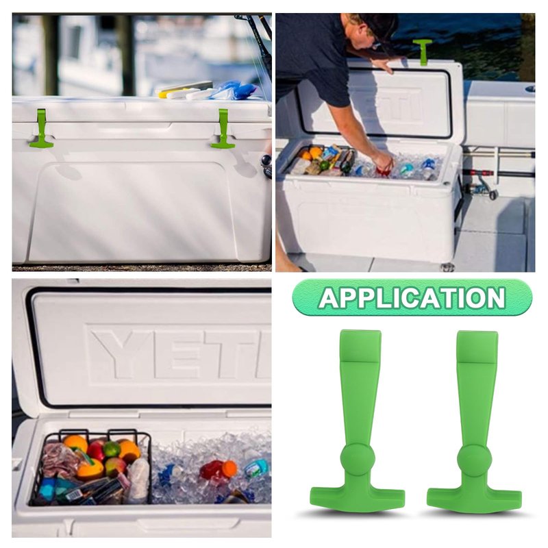 Poweka Cooler Latches Replacement for Yeti, RTIC, Lid Latch Parts(2 Pack) Compatible with Yeti Coolers T-Latches Made of Premium Hard Durable Rubber (Green)
