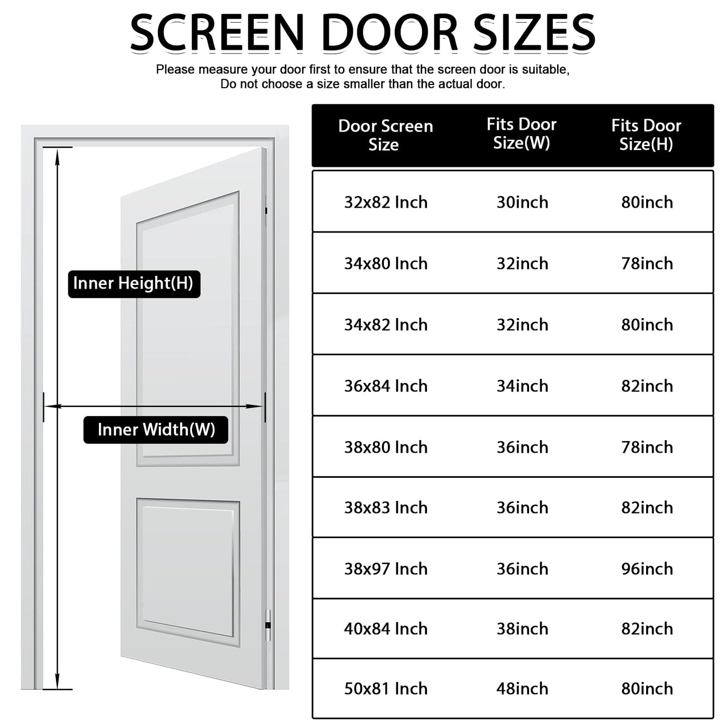 YRH Magnetic Fly Screen Door with Stay Open Buckles - Heavy Duty Self-Sealing Mesh,Powerful Magnets,Full Frame Magic Tape (Fit for Door Size:32x78 Inch,Screen Itself Size:34x80 Inch, White)