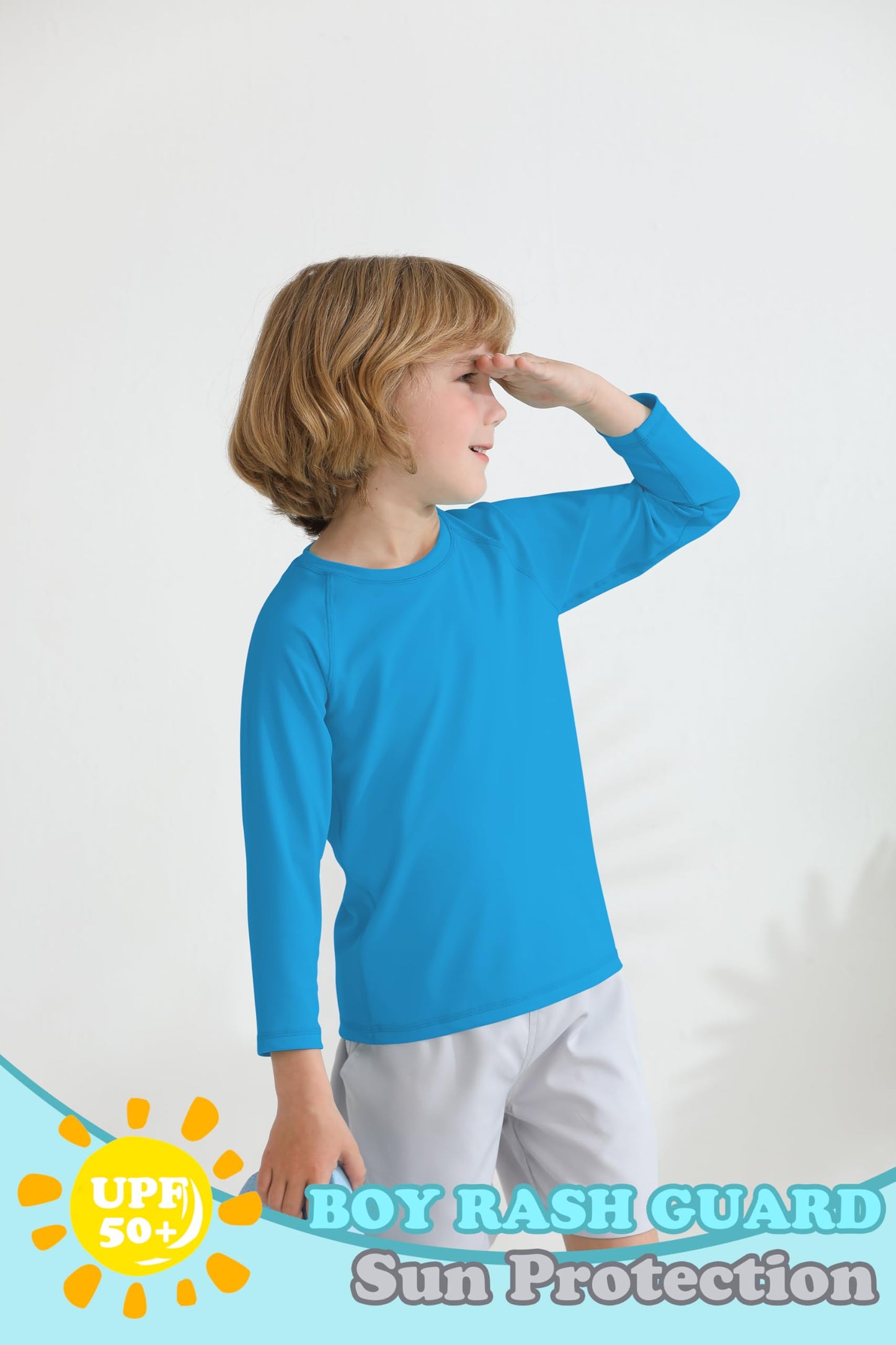 Cooraby Baby and Toddler Boys' Long-Sleeve Rash Guard Kids Sun Protection Swimwear Toddler Boys' Swim Shirt UPF 50+ Blue