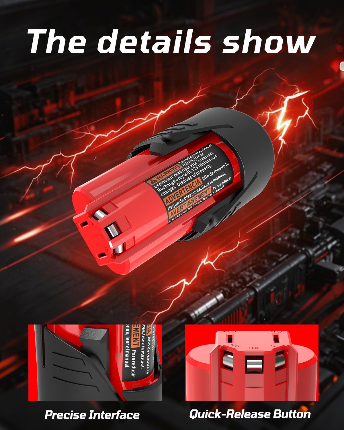 Rocivic 2 Pack 12V 3.0Ah Replace for Milwaukee M12 Battery 48-11-2411 48-11-2420 Compatible with Milwaukee 12V Tools and 48-59-2401 Lithium-Ion Charger