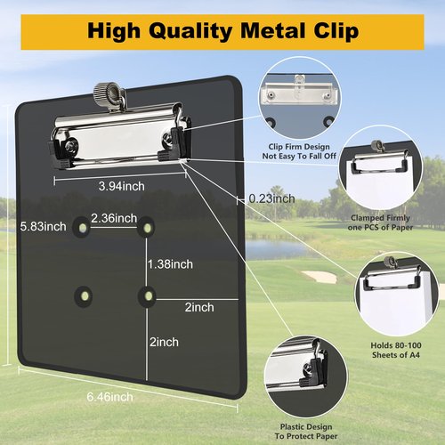 LEAPGOMAX Golf Cart Scorecard Holder with Pen Holder on Golf Cart Steering Wheel for EZGO Club Car Yamaha Golf Carts Black(Note Do Not Include Golf Cart Steering Wheel