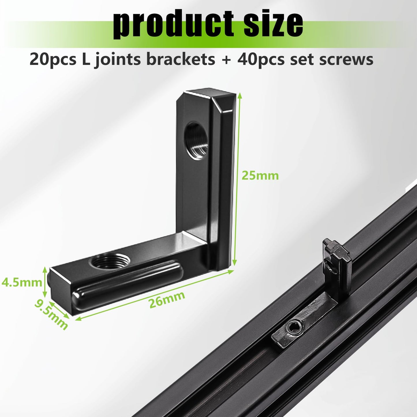 mxuteuk 2020 Aluminum Extruded Hardware with Screws,Black 2020 L-Shape Extrusion Connectors for 20/20 2040 V Slot Extruded Aluminum Profile
