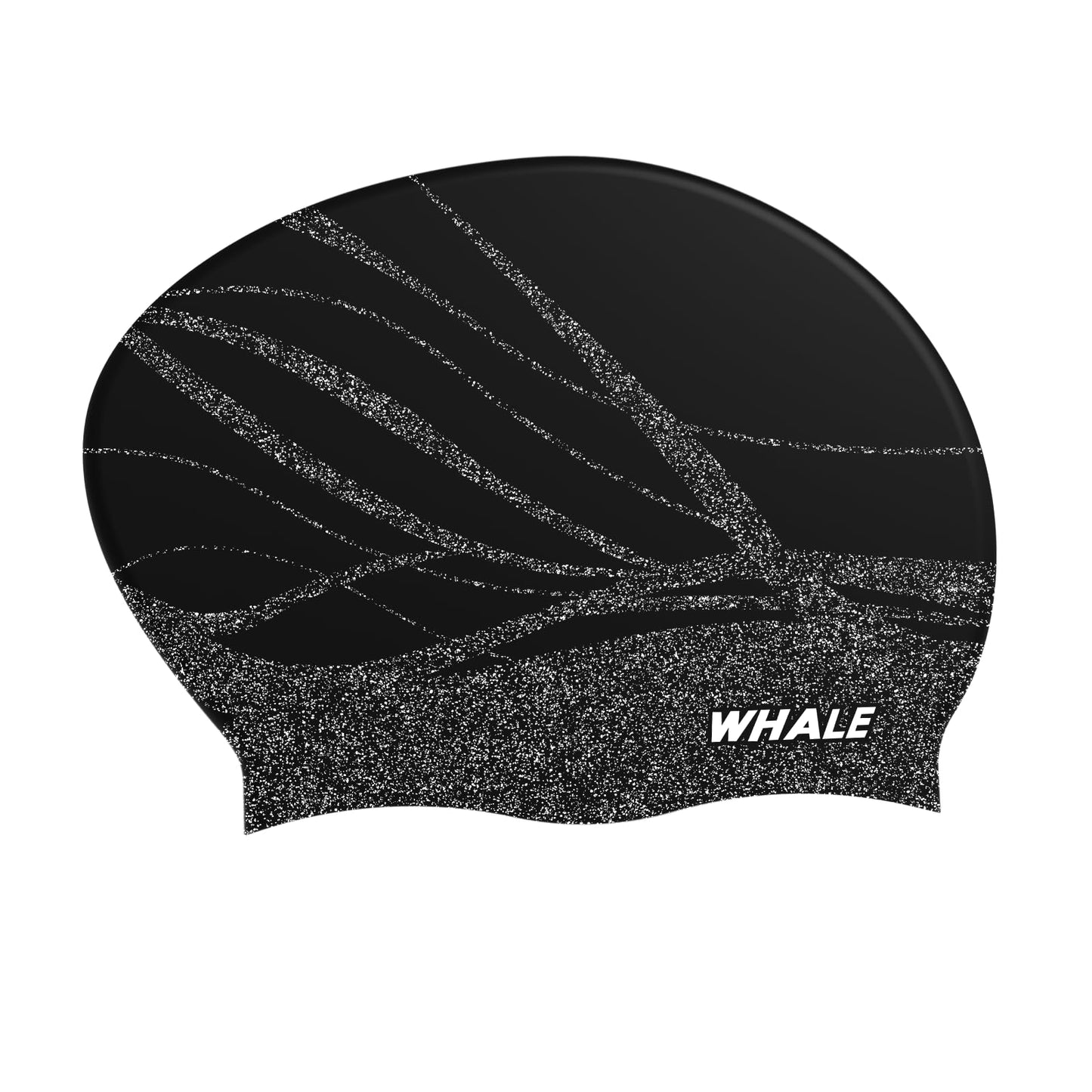 WHALE Extra Large Swim Cap Designed for Men and Women with Thick, Long Hair, Hair Extensions Or Afro-Textured Hair Long-Hair Swim Cap Highly Waterproof to Keep Hair Dry (Black)