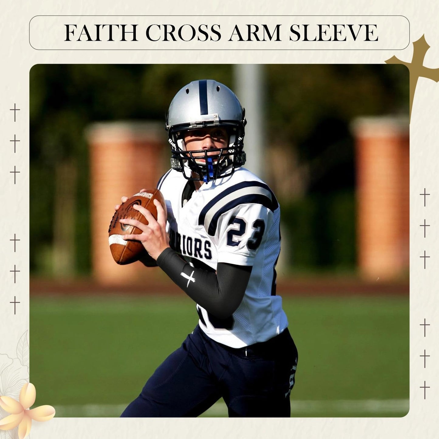 Bunnycool 2 Pairs Cross Arm Sleeve Christian Compression Arm Sleeve Youth Football Baseball Volleyball(White,Black,Large,Proverbs 3:5)