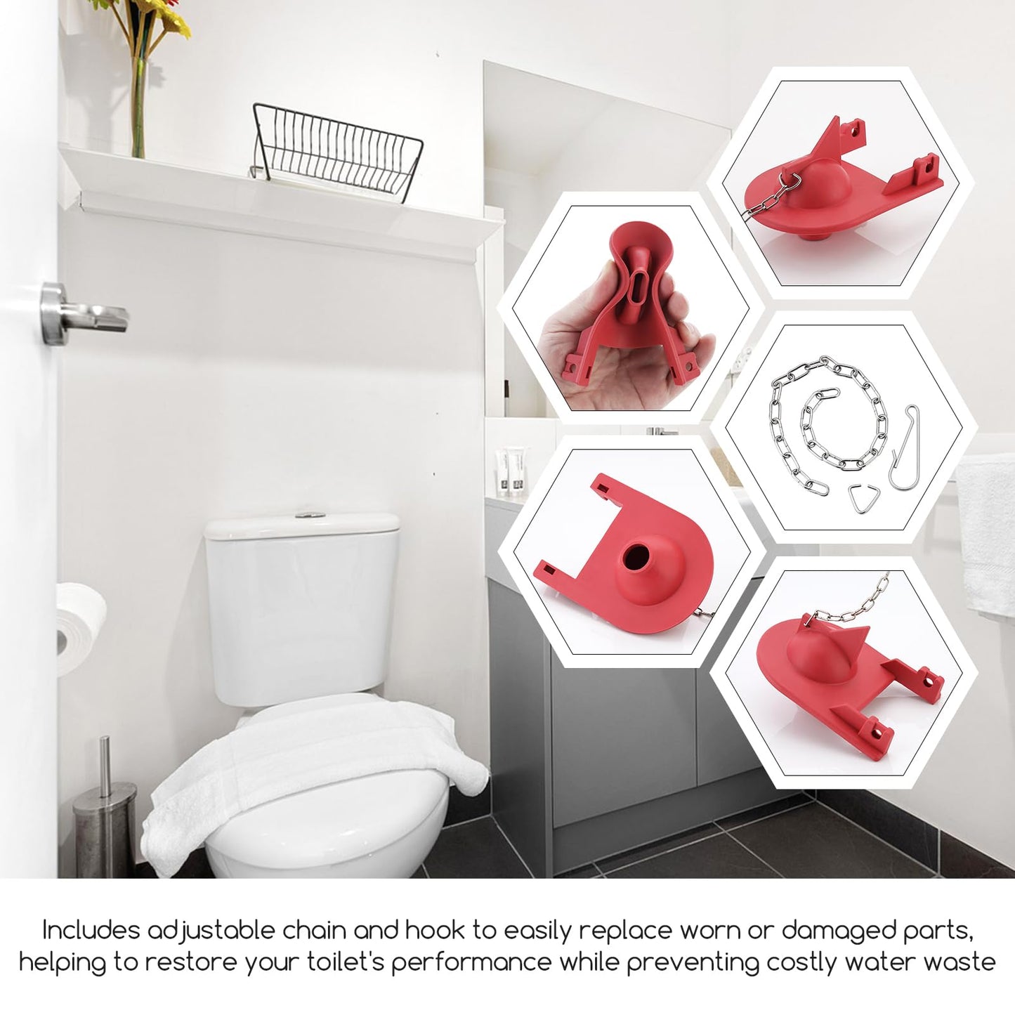 2 inch Toilet Flapper for Kohler GP1078440 Toilet Flapper, Flexible Rubber Toilet Plug Flapper, Toilet Tank Flapper Replacement, Red