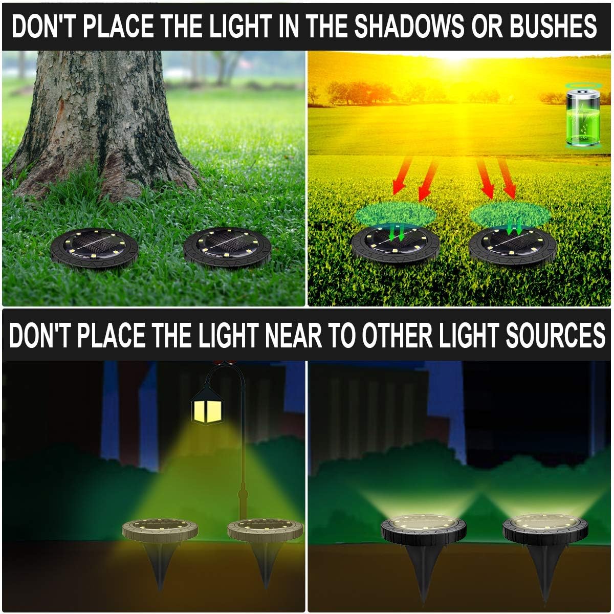 12 Pack Solar Powered LED Ground Lights - Waterproof Decorative Garden Pathway Lighting