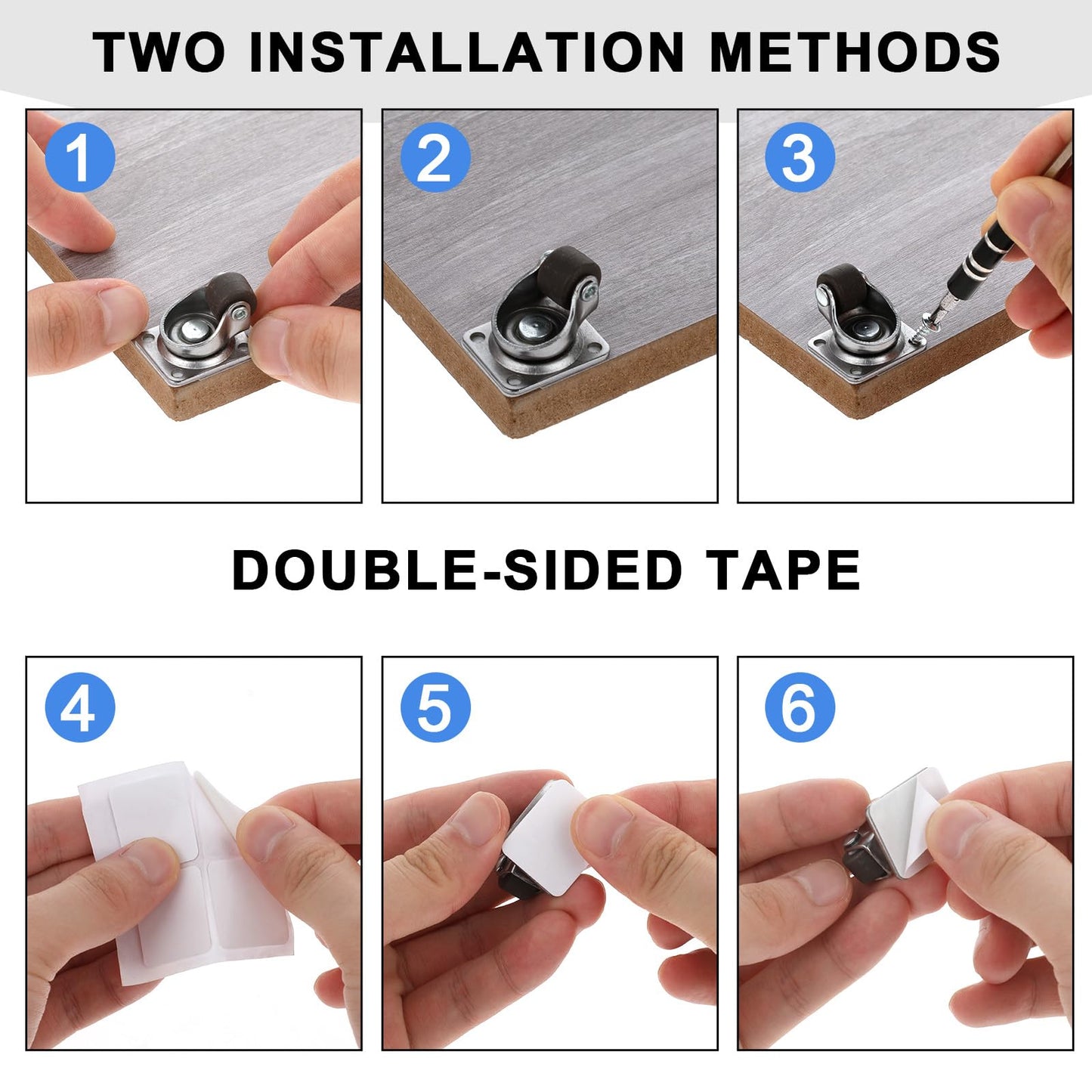 8Pcs 1/2inch Small Caster Wheels, 360 Degree Swivel Casters Set, Caster Wheels with Base Ball Bearing for Small Furniture, Kitchen Appliances, Mop Bucket, No Noise