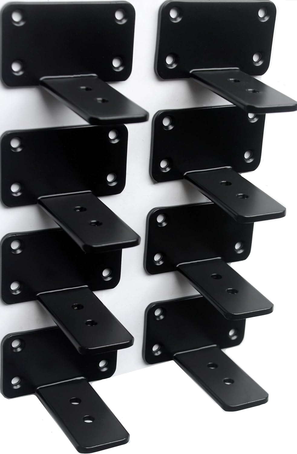 10-Inch Black Iron Floating Shelf Brackets - 12 Pack Rustic Industrial Support