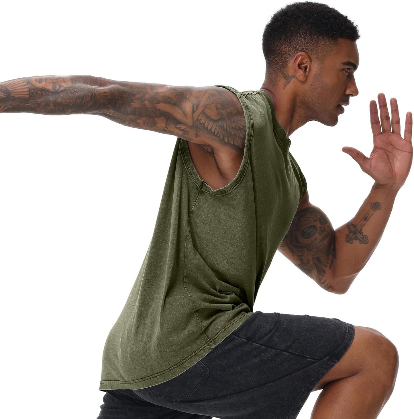 Skiennix Men's Cotton Sleeveless Tank Tops - Loose Fit Muscle Gym Tees for Running & Beach