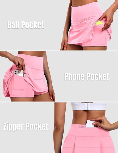 JoyGirl Women's Tennis Skirt - High Waist Pleated Golf Skirt with Pockets for Active Comfort