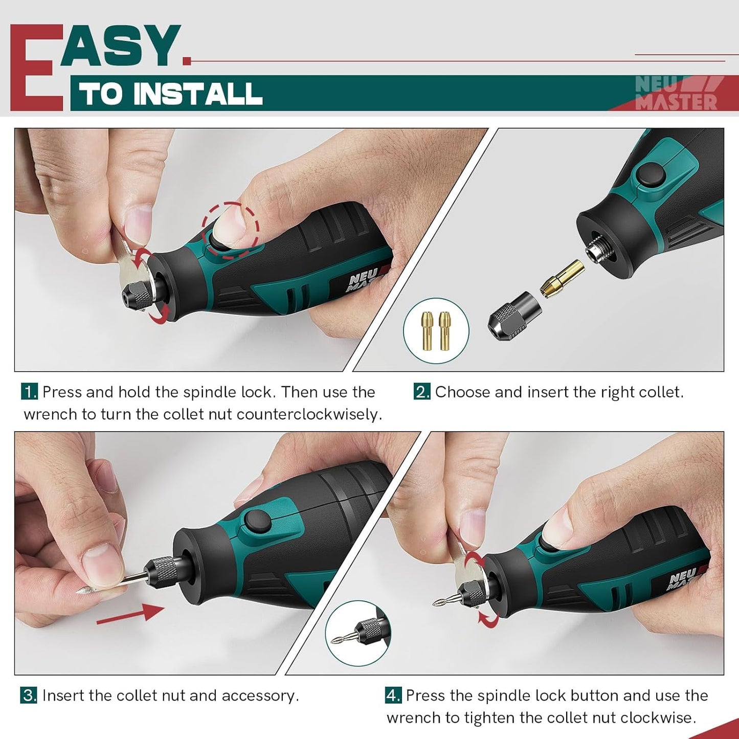 NEU MASTER 180W Rotary Tool Kit with 160 Accessories & 6 Speed Settings for DIY Crafts