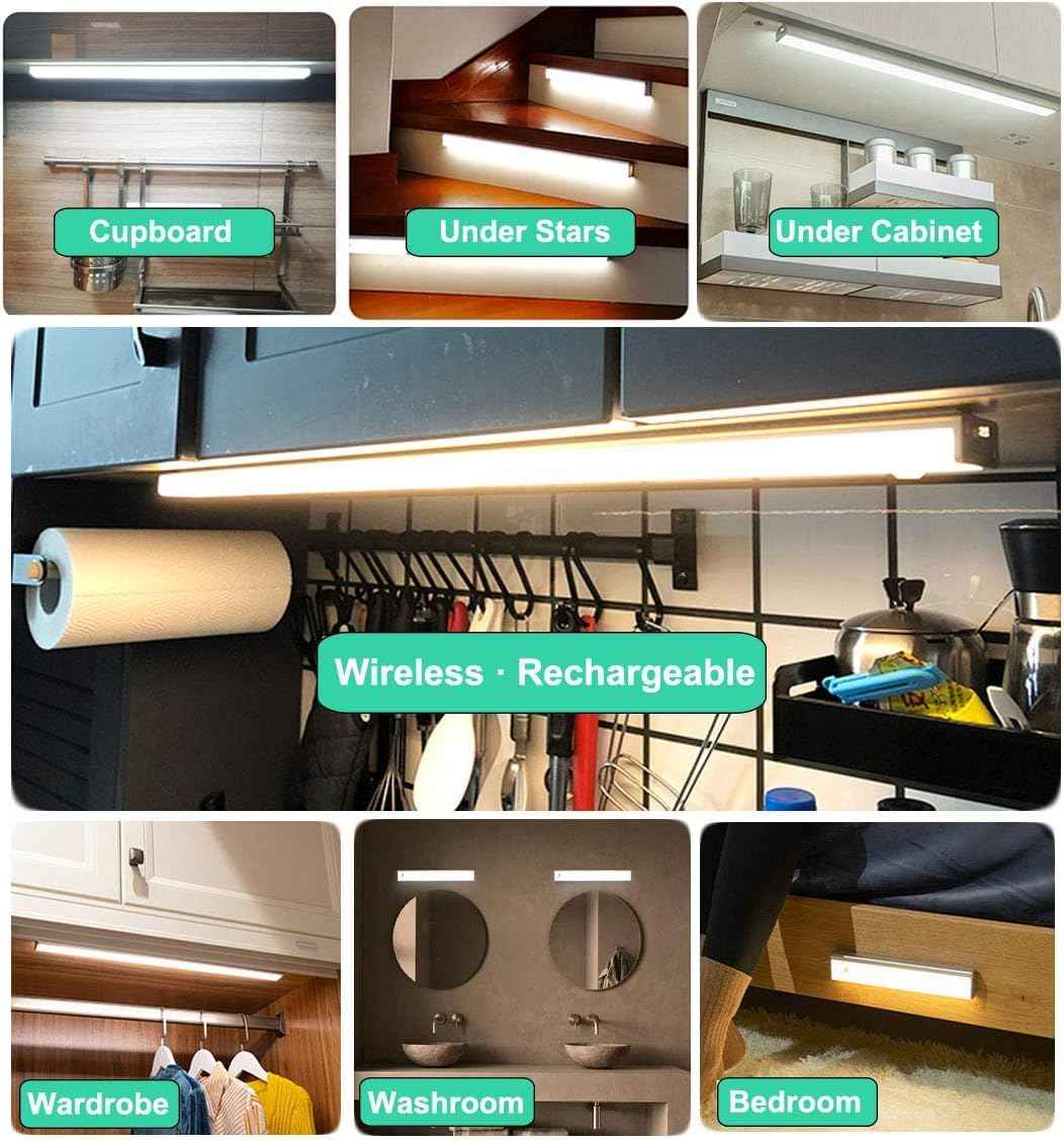 DESUNLUX Battery Powered Operated Closet Lights Motion Sensored Activated Rechargeable Under Counter Cabinet Lighting Wireless Indoor Magnetic Lights for Closets,Kitchen,Hallway,Wardrobe,Stairs,Pantry