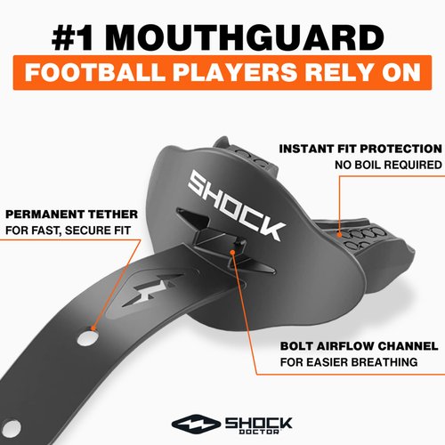 Shock Doctor Bolt Lipguard, OSFA, Black