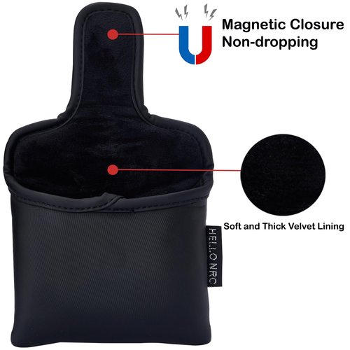 Gbourly Square Black Golf Club Colorful Skull Skeleton Mallet Putter Head Cover Magnetic Closure Heel Shafted Satin Pattern PU Leather Headcover