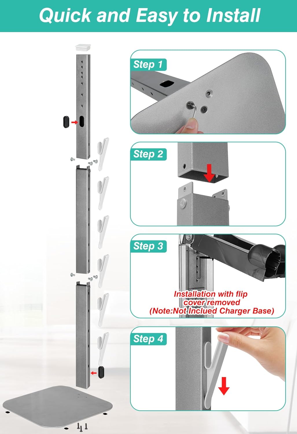 Dyson Vacuum Stand & Holder for Gen5 V15 V12 V11 V10 V8 V7 V6 - Metal Storage Bracket with Hidden Cord Design