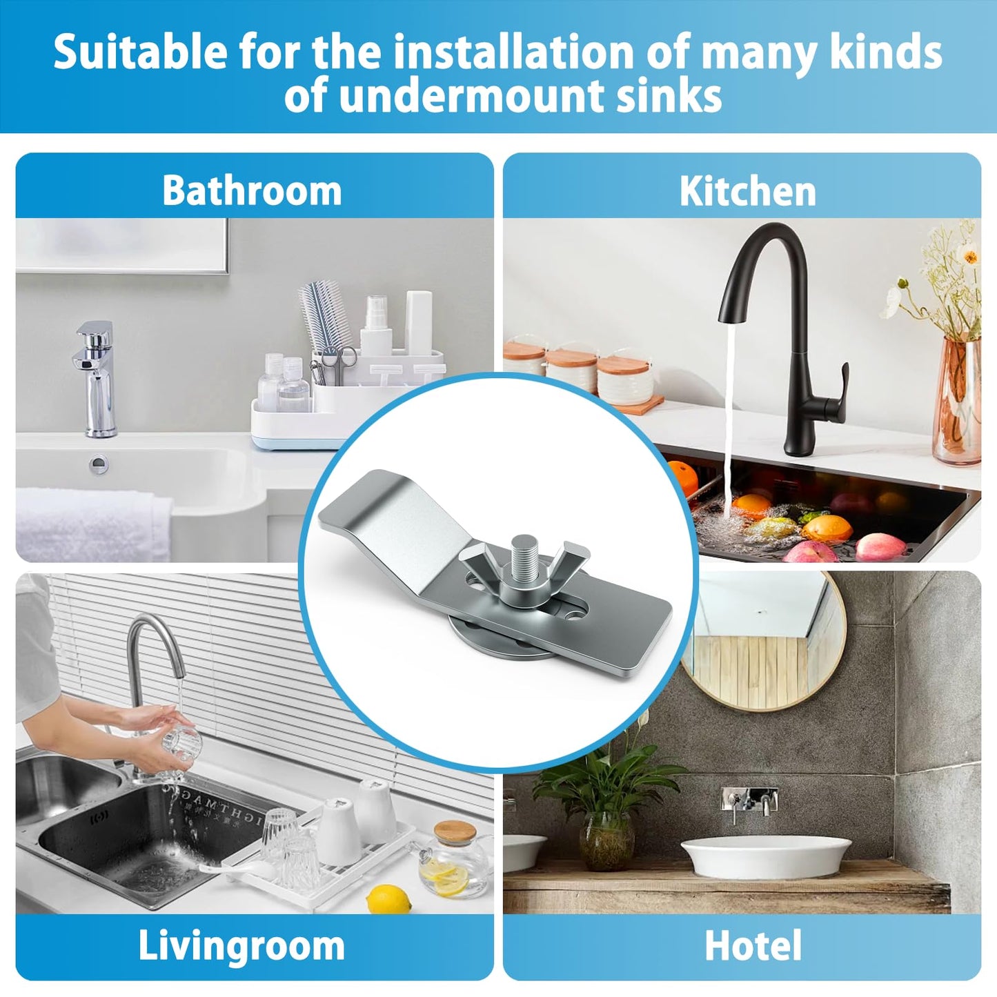 12 Pack Undermount Sink Clip, Sink Clips Kit,Sink Mounting Kit Bracket, for Bathroom Kitchen Marble Granite Vanity Countertop Installation and Repair Kit - Silver