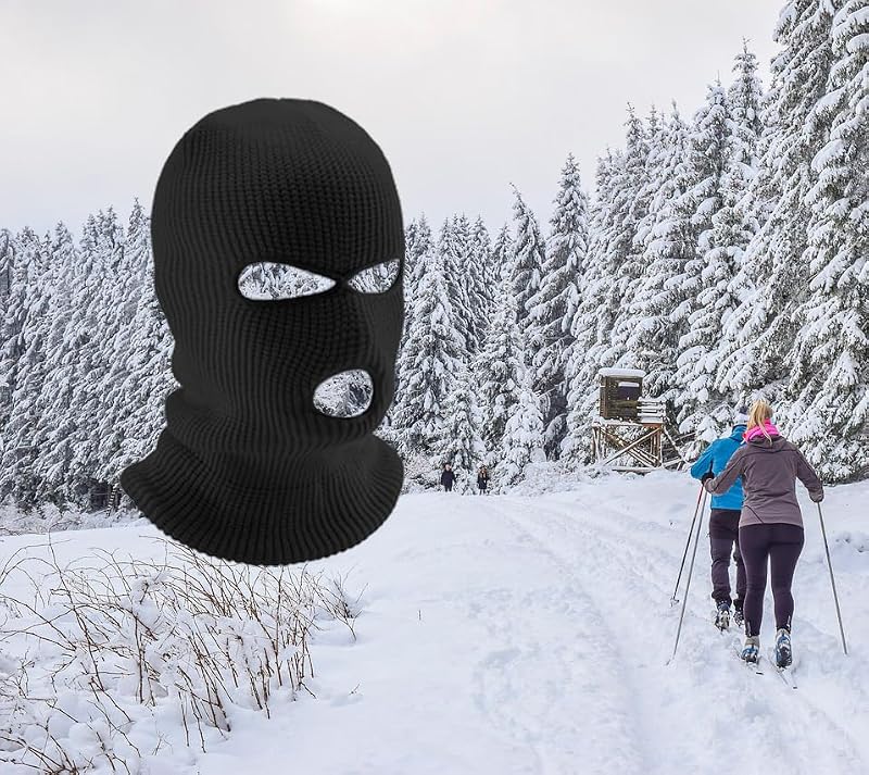 Warm 3-Hole Full Face Mask Ski Mask for Outdoor Sports - Navy Blue