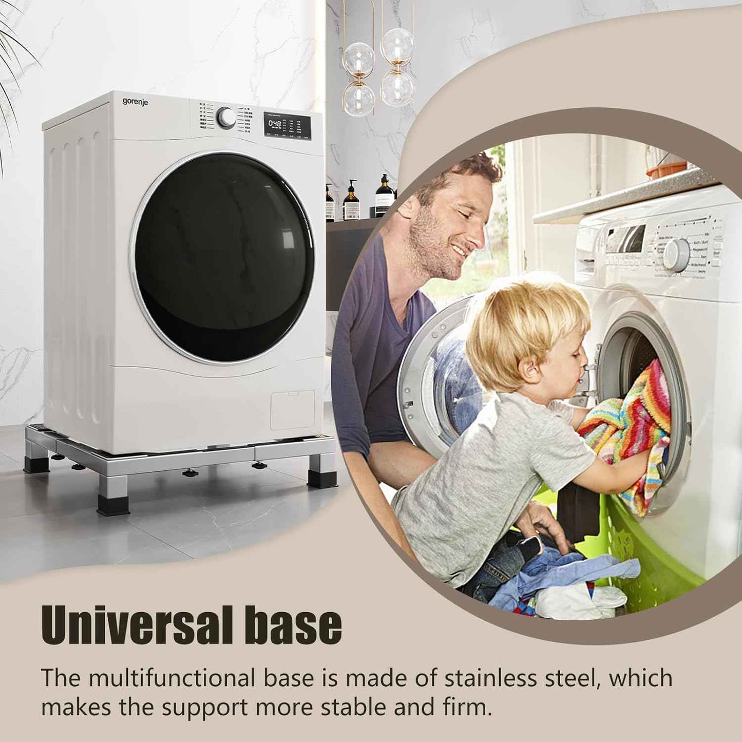 Heavy Duty Stainless Steel Mini Fridge & Washer Dryer Stand with 4 Strong Feet - Universal Appliance Base (Large)