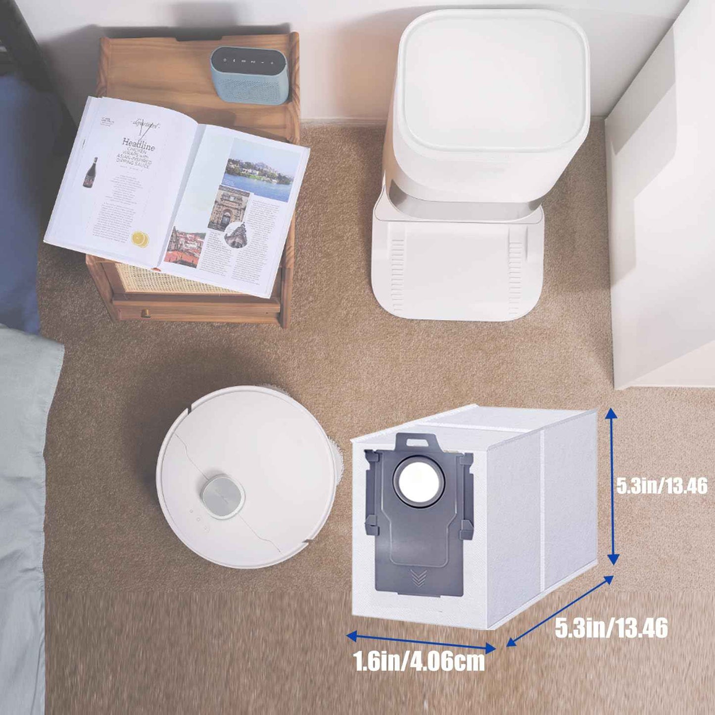 18 pack Dust Bags for roborock Qrevo, Qrevo MaxV, Qrevo S, Qrevo Pro, Qrevo Master, S8 Max Ultra, S8 MaxV Ultra, Qrevo plus Vacuum Cleaner,2.7L Large Capacity Disposable Dust Bags Replacement