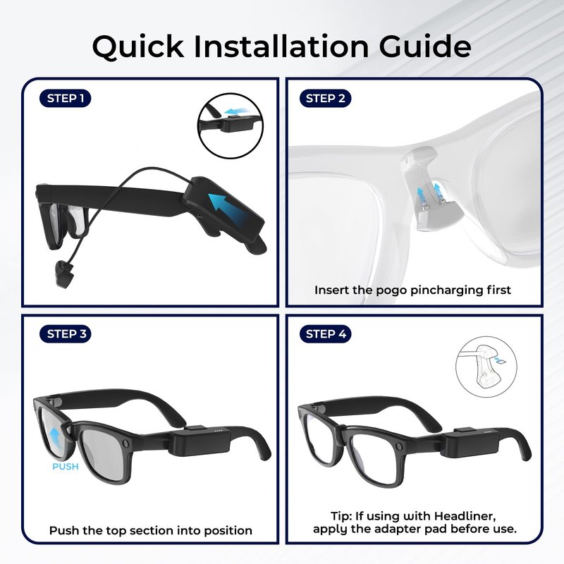 CLMTAS Charger Compatible with Ray-Ban Meta Gen2 Smart Glasses Wayfarer Skyler Headliner Oakley HSTN Extends Usage time by 1.3 Times, Ultra-Lightweight Clip-on Design Charge and use simultaneously