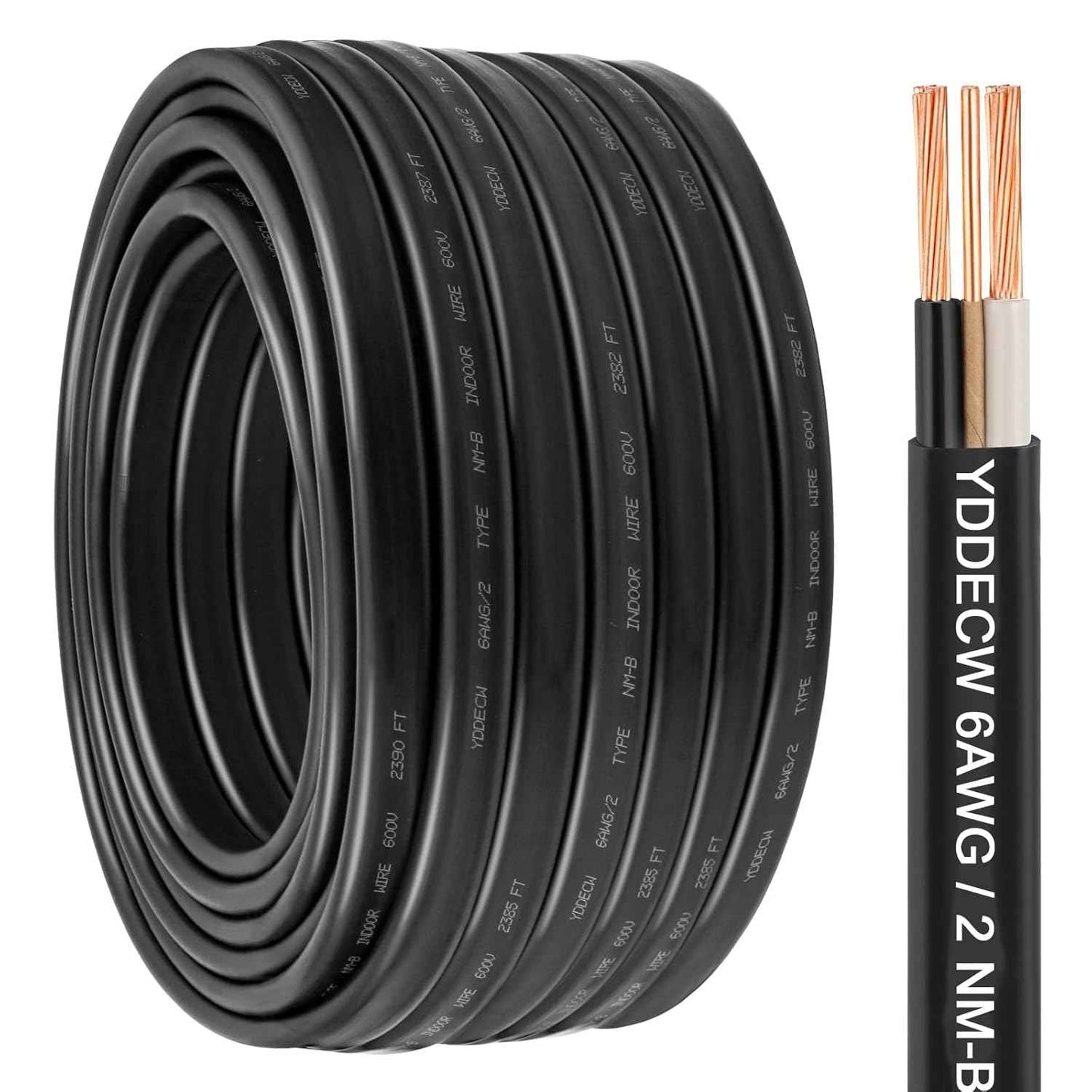 14 Gauge NM-B Wire with Ground - 50FT Pure Copper Indoor Electrical Cable for Outlets & Switches