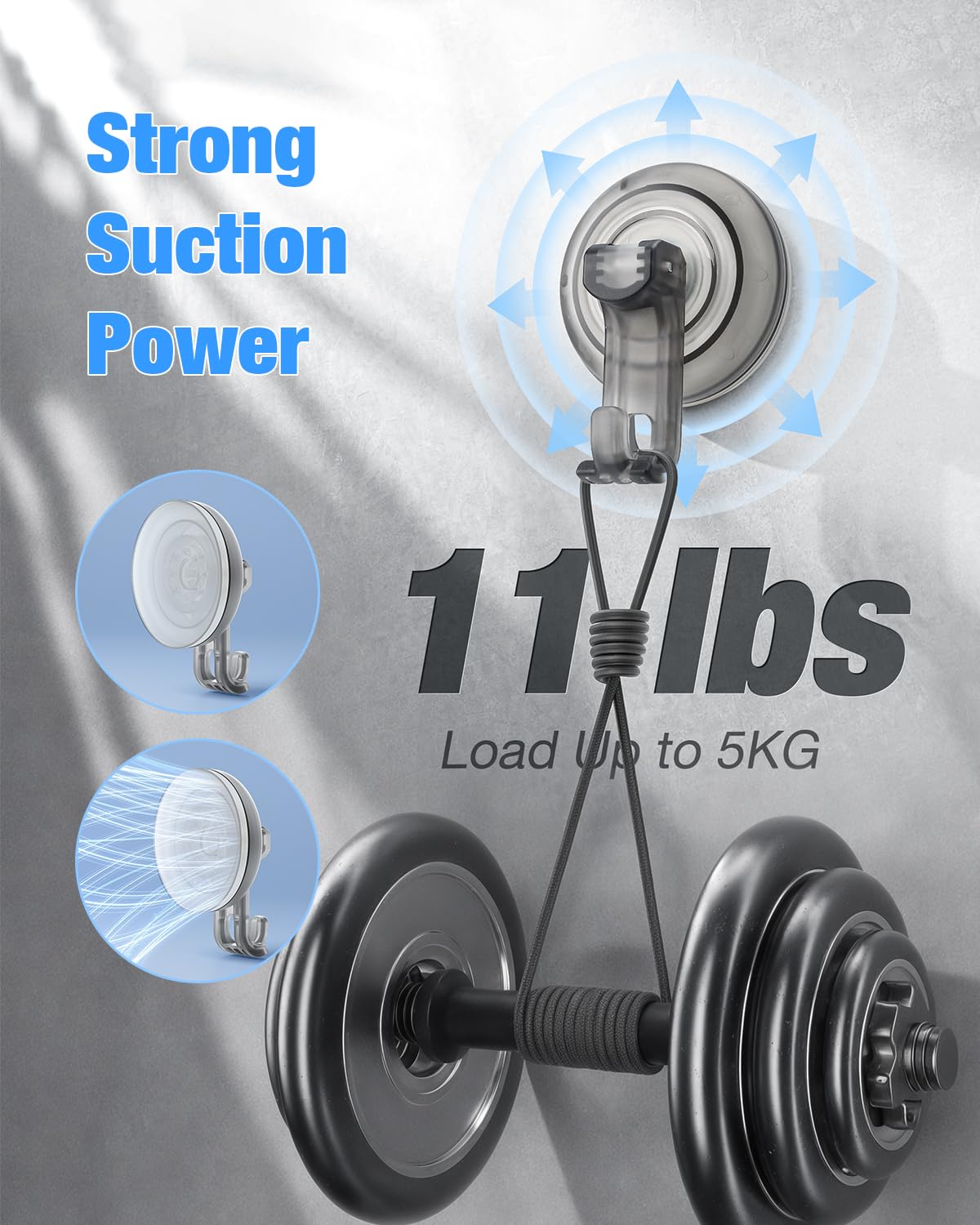 JOTPE Shower Hooks Suction Cup, Heavy Duty Suction Cup Nano Gel Hooks Waterproof for Shower, Bathroom, Glass, Door, Windows, Kitchen Hanging up to 11lbs on Smooth Surface, Easy to Install and Remove