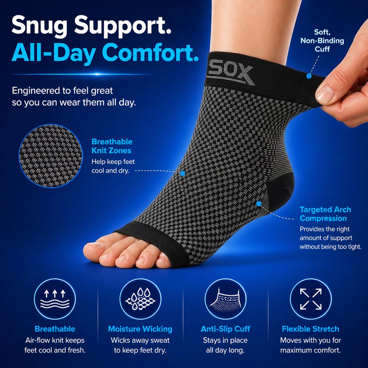 SB SOX Plantar Fasciitis Compression Socks – Arch Support Sleeve for Heel Pain Relief, Achilles Tendonitis & Foot Pain – Toeless Ankle Compression, All-Day Comfort (Pink, Medium)