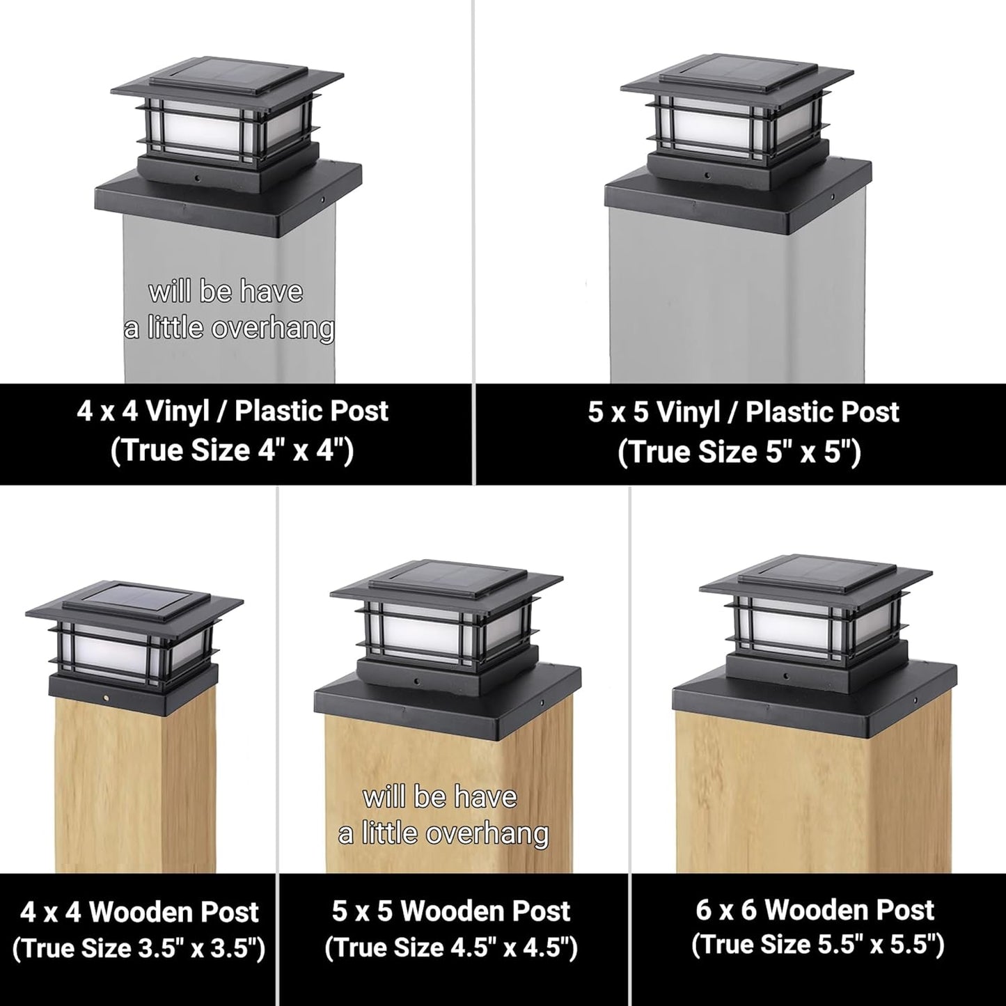 Solar Post Cap Lights - 6 Pack Outdoor Fence Lights for 4x4, 5x5, 6x6 Posts - Bright Warm White LED Decor for Garden & Patio