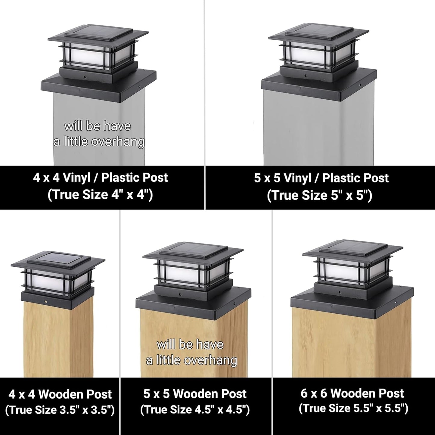 Solar Post Cap Lights - 6 Pack Outdoor Fence Lights for 4x4, 5x5, 6x6 Posts - Bright Warm White LED Decor for Garden & Patio