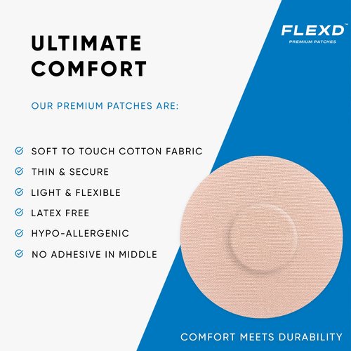 Flexd - Libre 3 Sensor Covers Waterproof, Freestyle Adhesive Patches (Pack of 30) Round, Tan