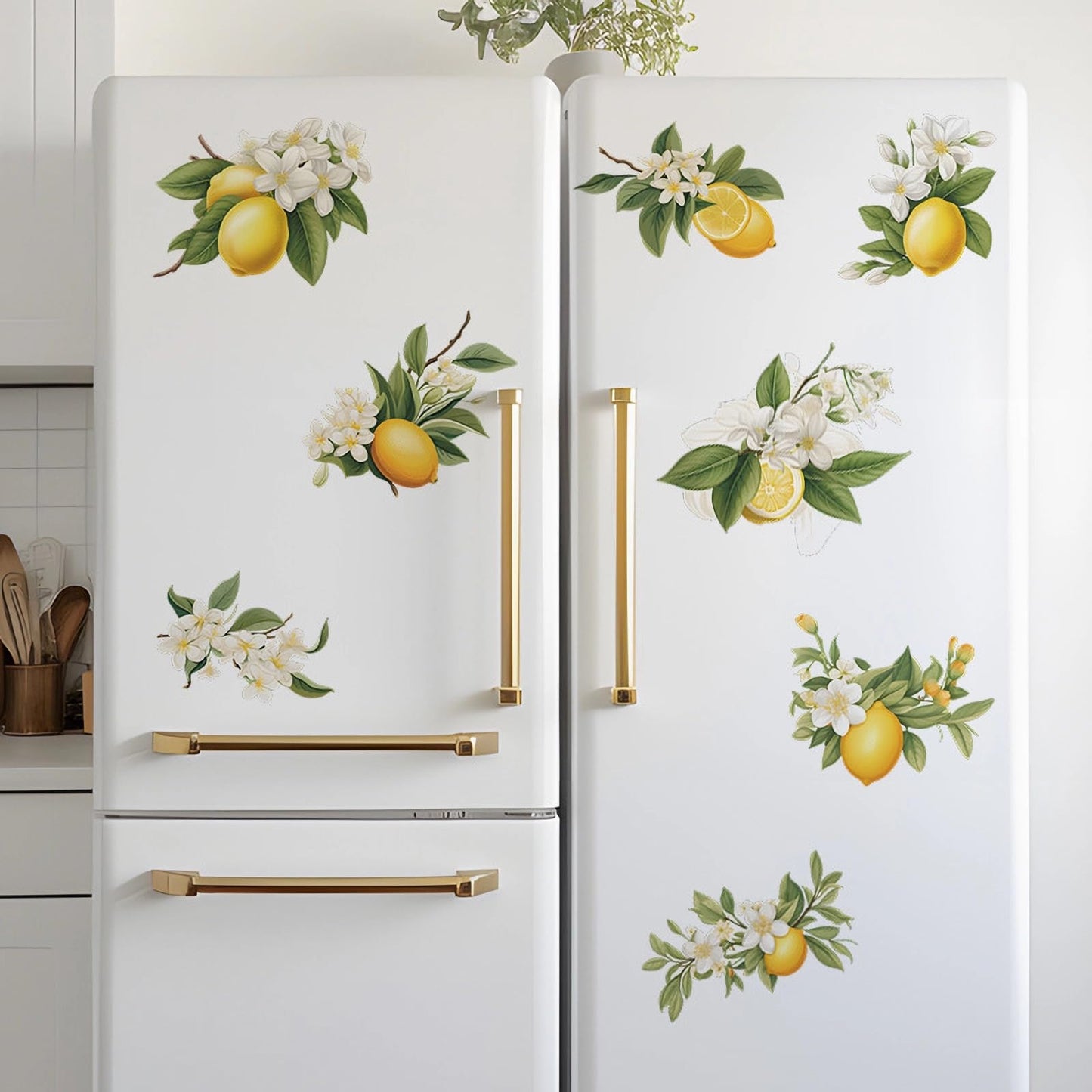 8 Pcs Lemons Wall Stickers, sacinora DIY Lemon Fruit Art Wall Decals Removable Vinyl Peel and Stick for Kitchen Dining Restaurant Bar Furniture Refrigerator Home Decor