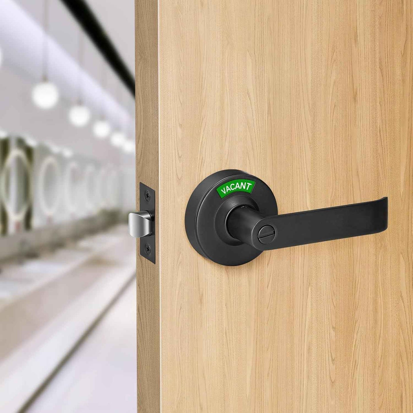 Commercial Grade Black Bathroom Privacy Door Lock - Vacant/Occupied Indicator for Restrooms