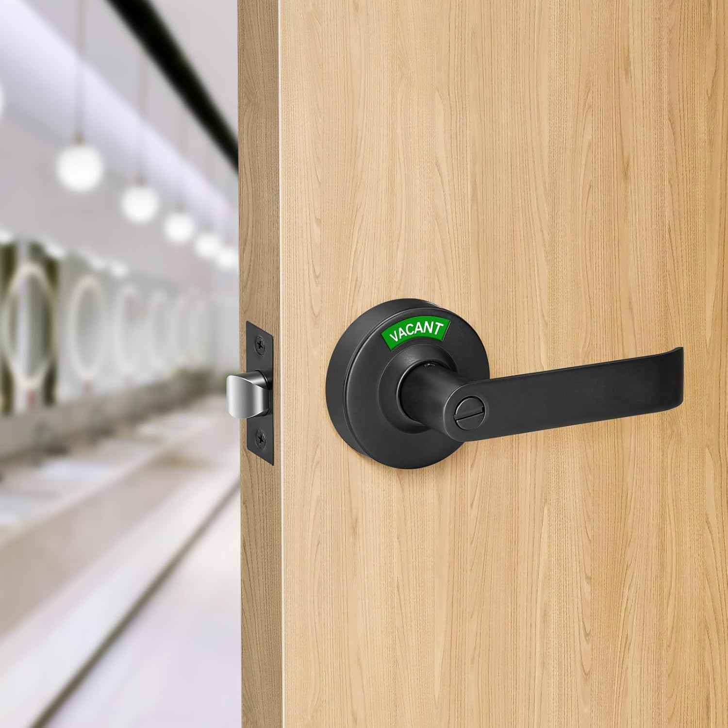 Commercial Grade Black Bathroom Privacy Door Lock - Vacant/Occupied Indicator for Restrooms