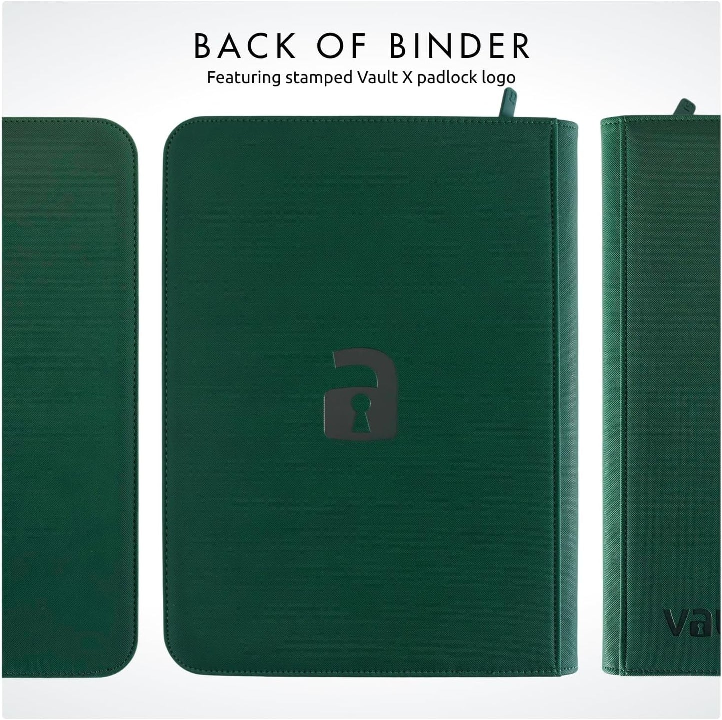 Vault X 9 Pocket Trading Card Zip Binder - Premium Exo-Tec Material, Holds 360 Cards, Green