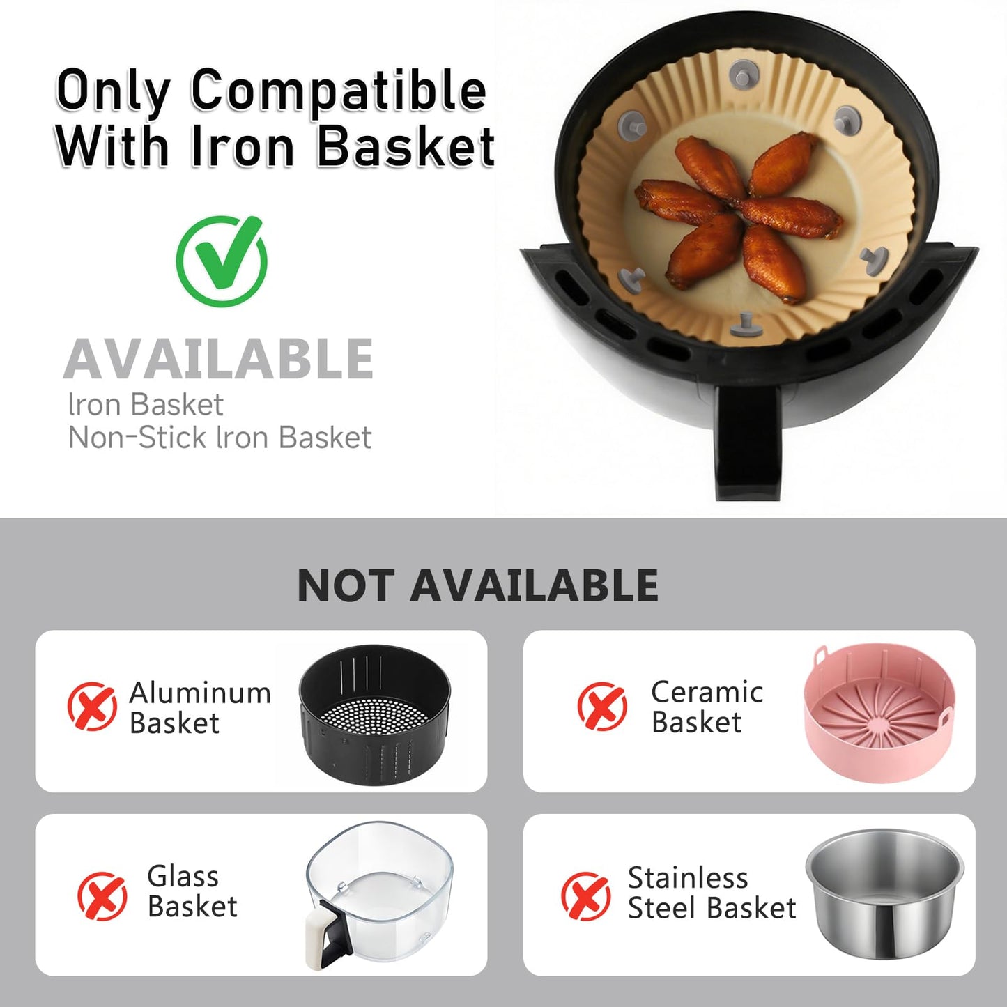 Air Fryer Liners Silicone Magnets,Holds Parchment Paper Safely PREVENTS BURNING & FOOD COVERING,Heat-Resistant & Rust-Proof Air Fryer Accessories,Easy Install with Handles - 8pcs