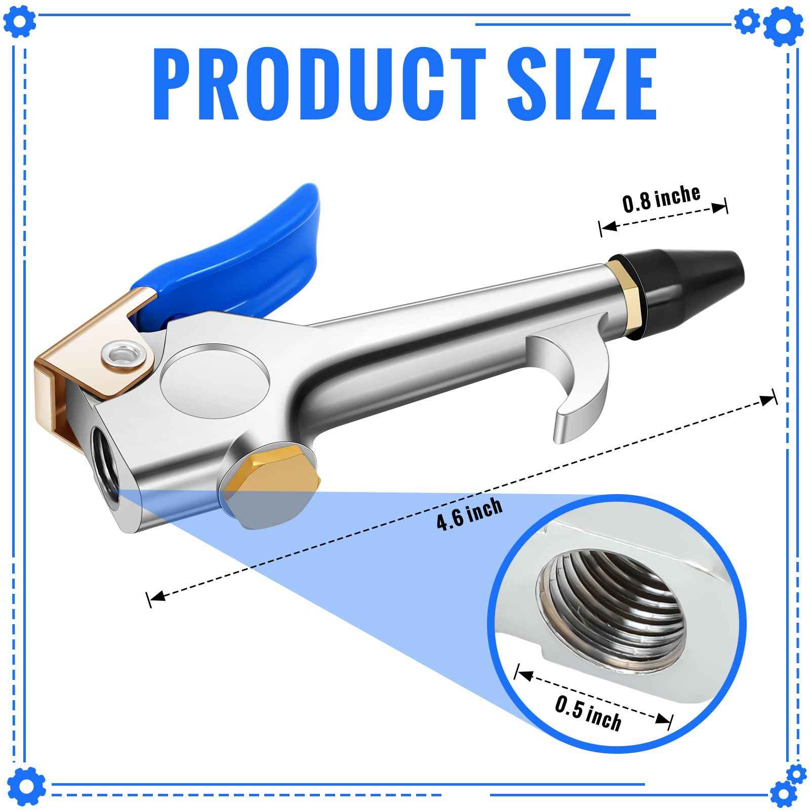 Honoson 4 Pieces 1/4 NPT Lever Blow Gun Air Nozzle Dust Cleaning Blower Gun with Rubber and Safety Tip Nozzles Air Tool for Home Shop Garage Industry(Blue)