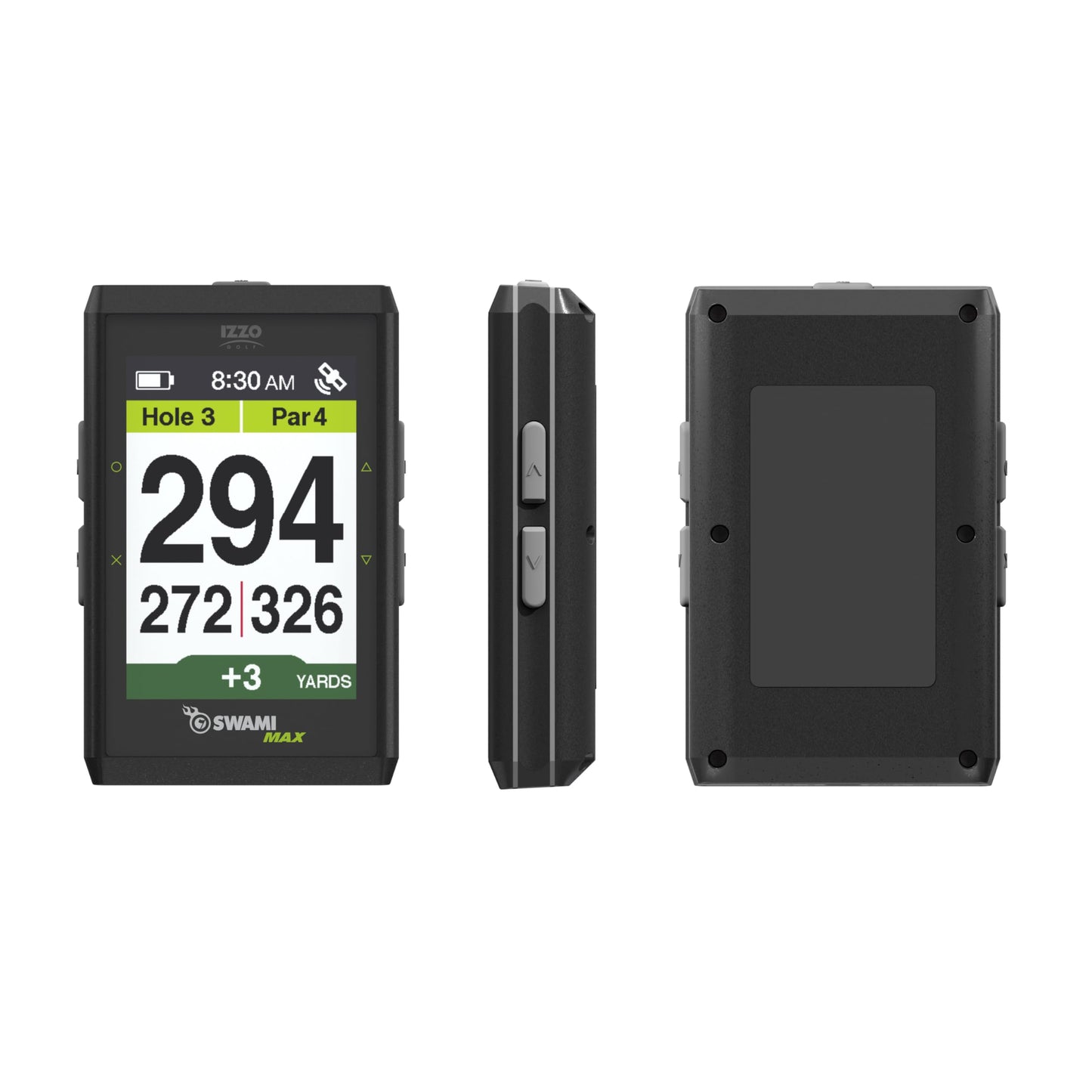 Izzo Golf Swami Max Handheld GPS Unit - Rangefinder Golf GPS with Oversized Large Color Screen for Measuring Golf Distances, Black