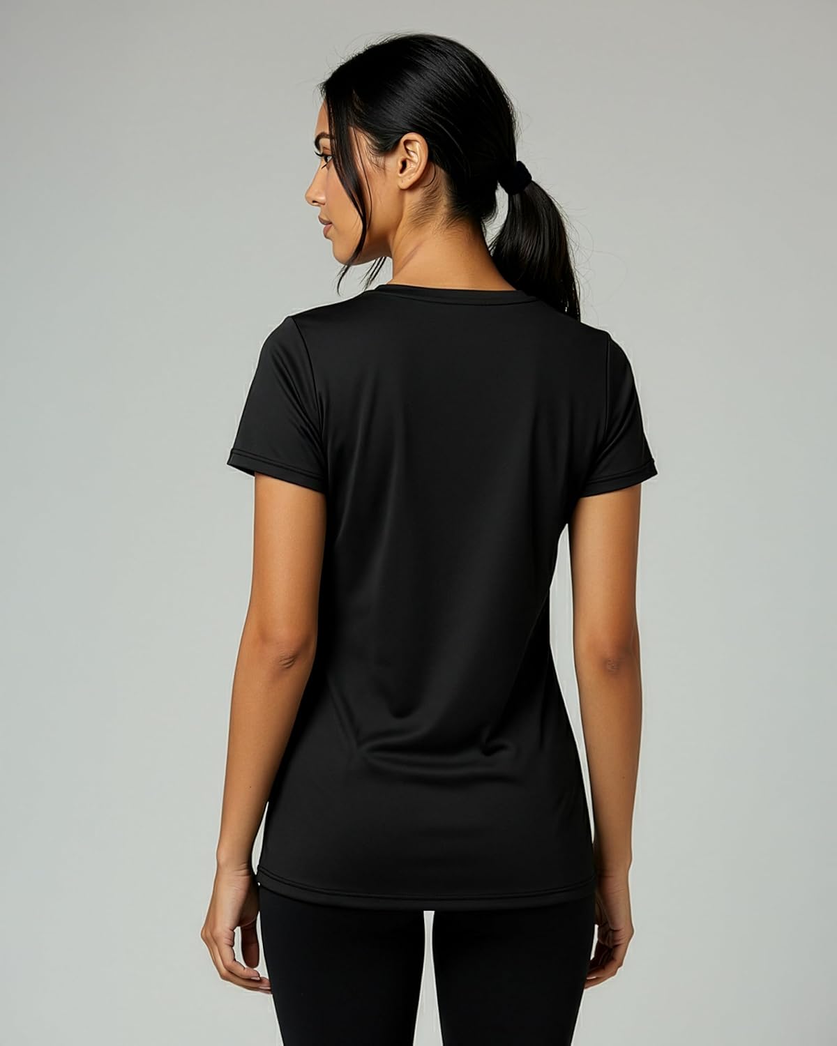 Real Essentials Women's Dry-Fit Short Sleeve V-Neck T-Shirt - 5 Pack Yoga & Workout Tops (Plus Size Available)