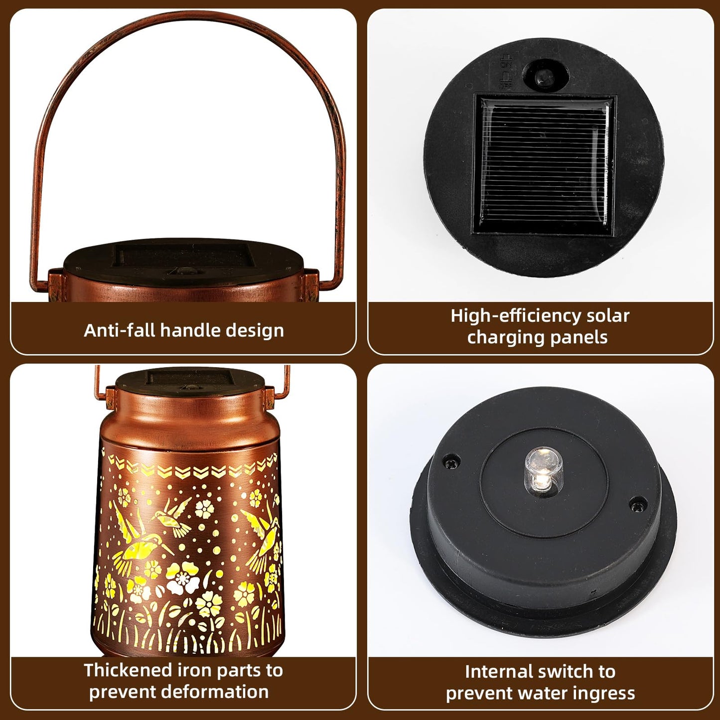 Solar Lanterns Outdoor Waterproof Gifts for Women Grandma Gifts for Mom Hummingbird Garden Decor Solar Hanging Lantern Metal for Patio Yard Festival Pathway Landscape