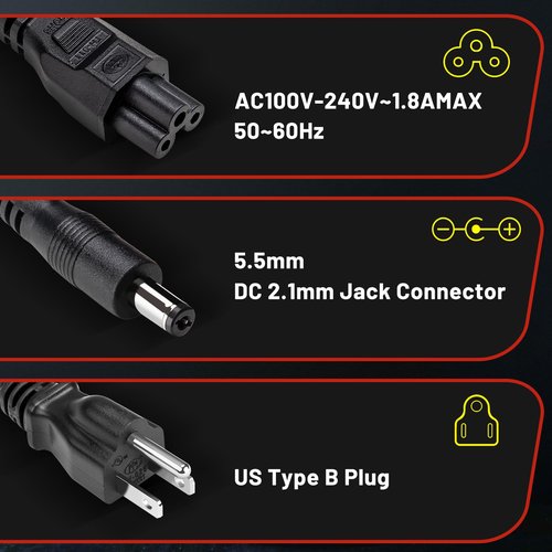 E-Mangue 36V Lithium Battery Charger Output 42V 2A for Electric Bike Battery Scooter Batteries, Charger with DC2.1 Jack Connector (5.5X2.1mm)