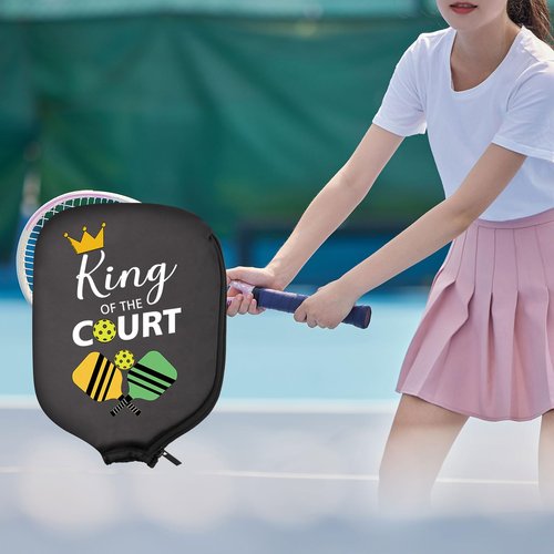 HOLLP 2PC Pickleball Paddle Covers Funny Sport Game Gift King/Queen of The Court Pickleball Paddle Bag (King)