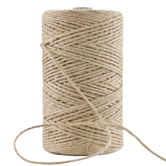 Natural Jute Twine 656 Feet Long String for Crafts Gift Wrapping Christmas Handmade Arts Decoration Packing String Home Decor (3mm * 656feet)