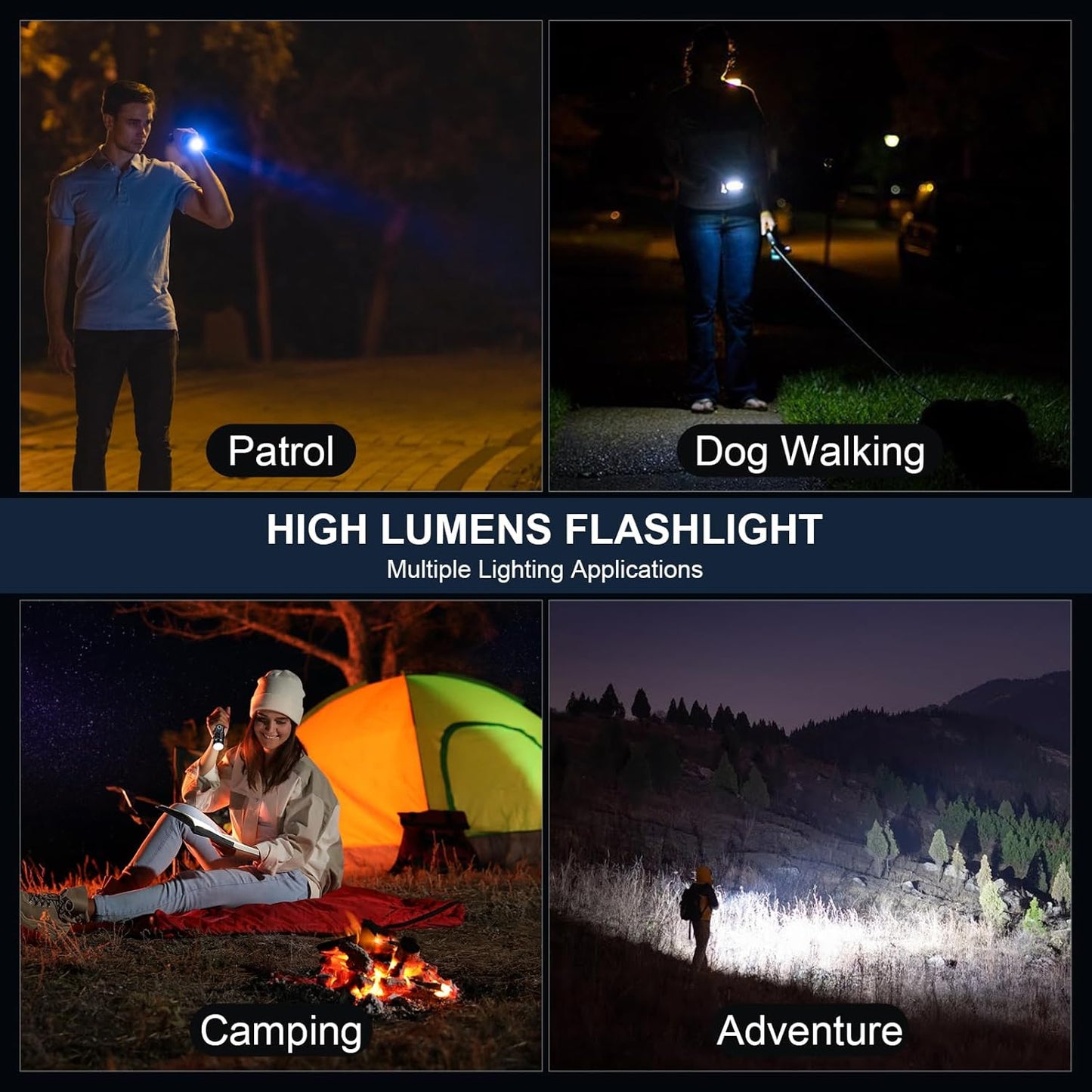 High Lumens 3-Pack Rechargeable LED Flashlights - 99000LM, 5 Modes, Waterproof for Camping & Home Use