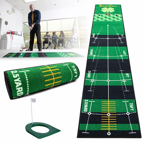 Putting Green/Mat for Home Use - 9.8'X1.6' Indoor Outdoor Putting Green - Eco-Friendly Anti-Slippery Rubber Material - Professional Golf Training Mat for Golf Practise (1X Putting mat w/Golf Cup)