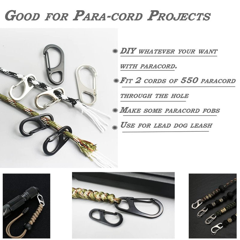 Bytiyar Small Carabiner Clips 1.25 inch (32mm) Metal Snap Hooks with Fixed Eye Spring Gate Keychain Parocord Rope Clasps Accessories, 30 Pcs Black