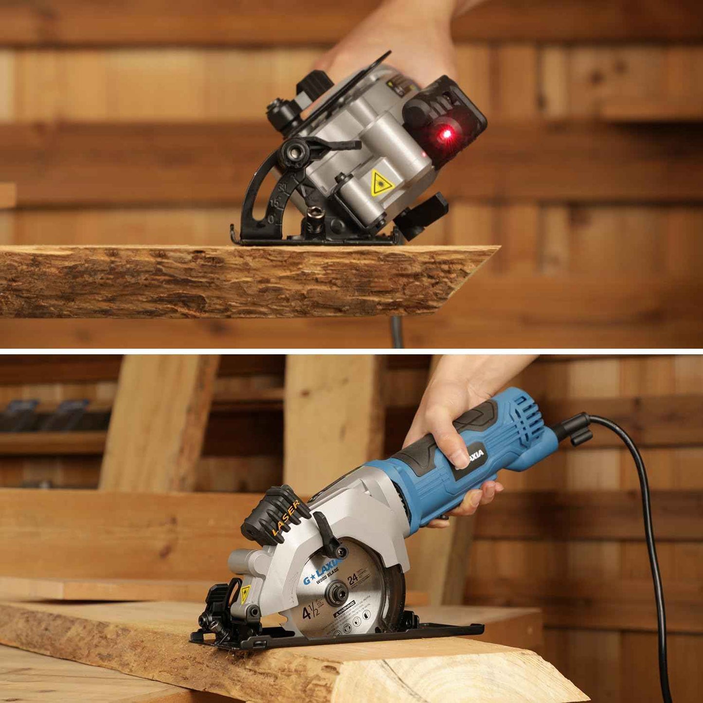 Compact Mini Circular Saw 4-1/2” with Laser Guide & 4.0A Battery - Ideal for Wood & Plastic Cuts